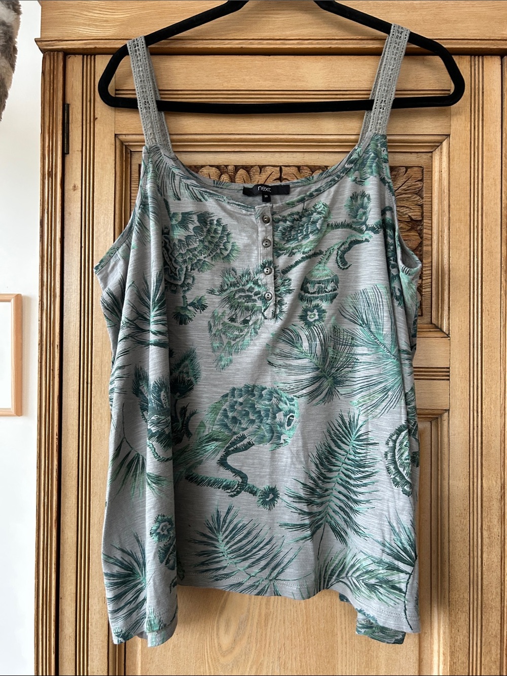 Next - Tank with Green Botanical Henley Front